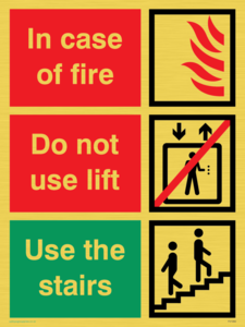 In case of fire/use stairs